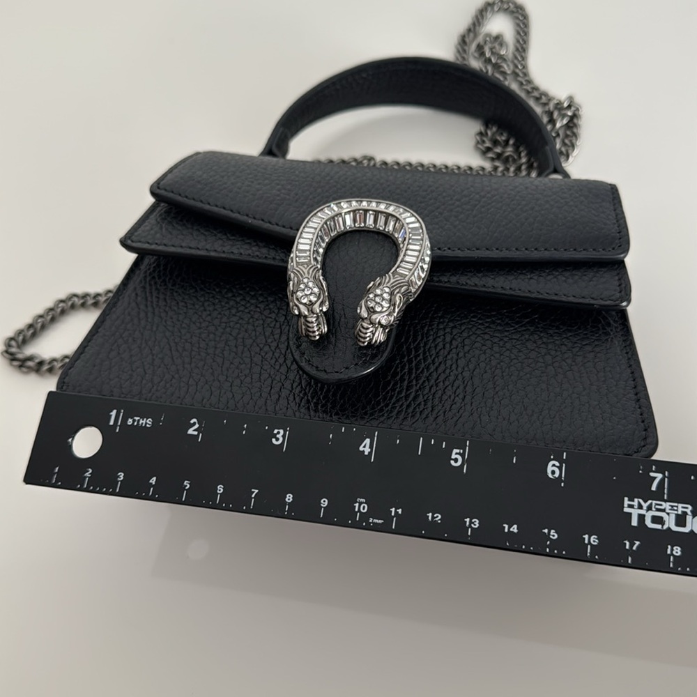 Gucci Black Dionysus Leather Top Handle Bag with Chain Strap, Box, Dust Cover - Picture 16 of 17